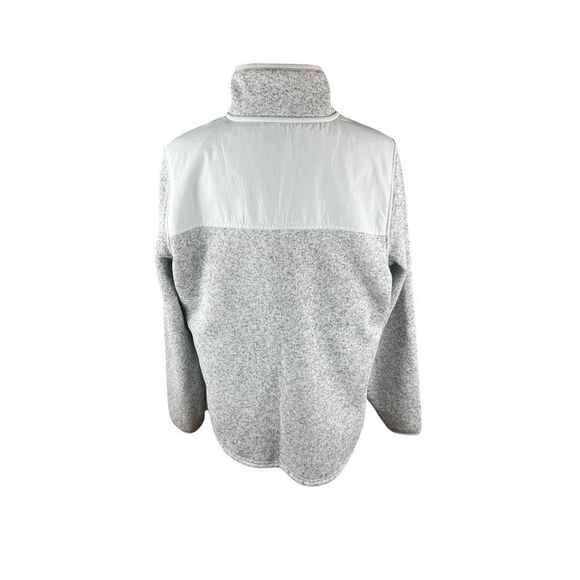 L.L.Bean Sweater Fleece Full-Zip Overlay Jacket Women's large Heather Gray Logo - Picture 3 of 6
